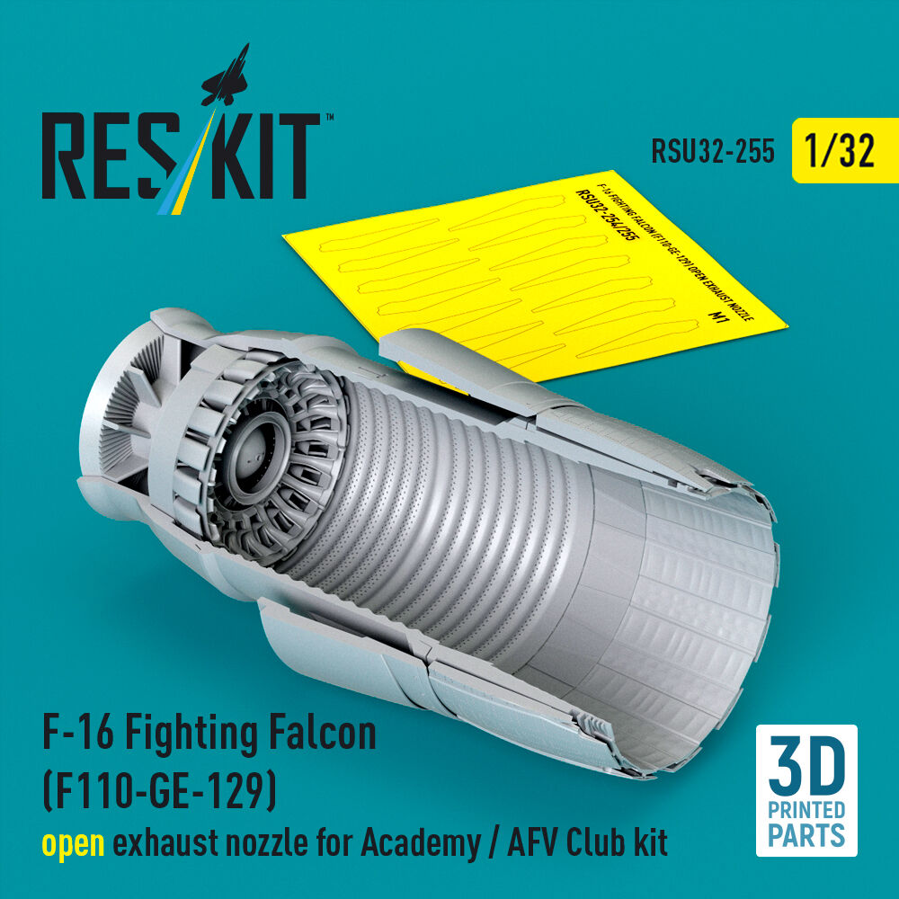 F-16 Fighting Falcon (F110-GE-129) open exhaust nozzle for Academy / AFV Club kit (3D Printed)