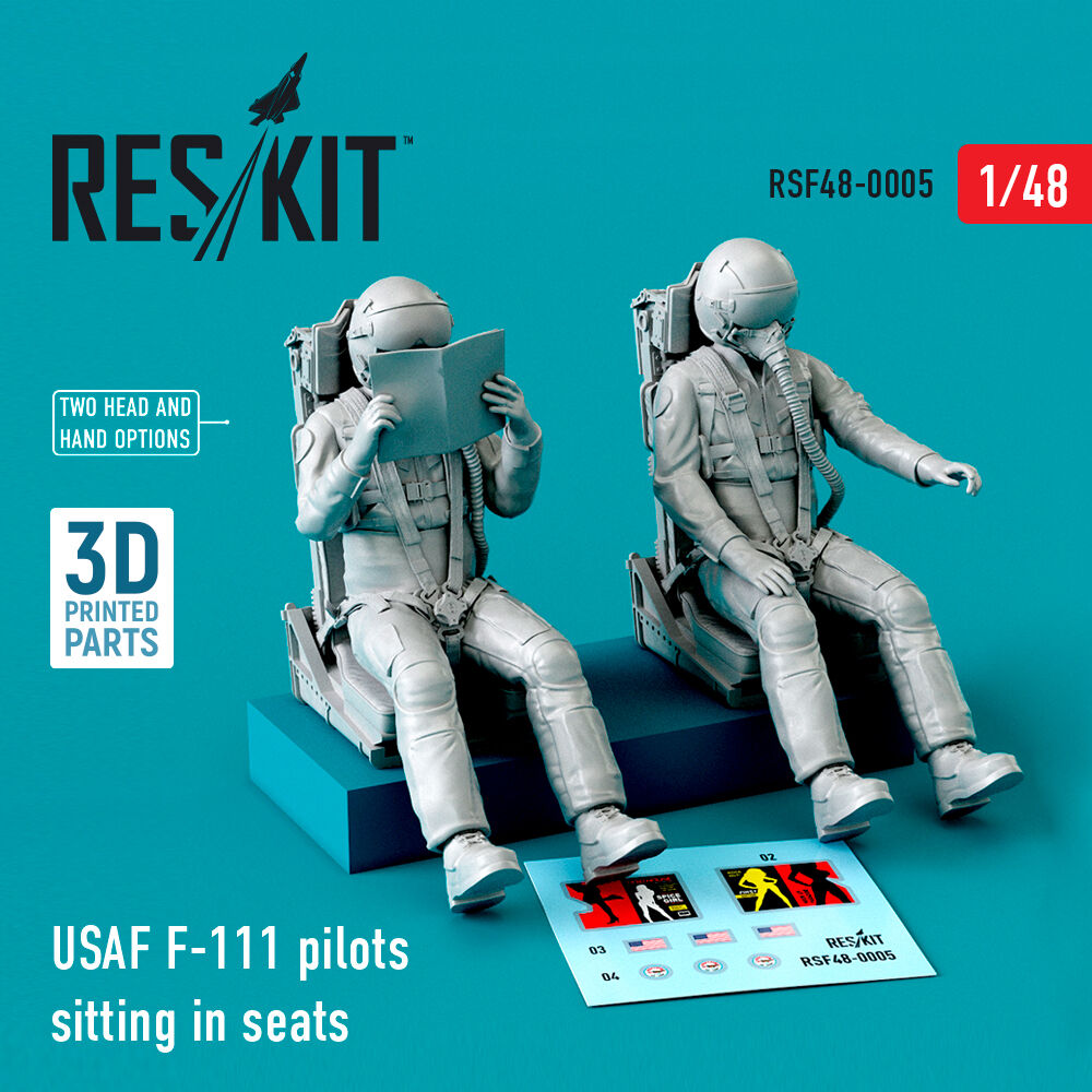 USAF F-111 pilots sitting in seats (2 pcs) (3D Printed)