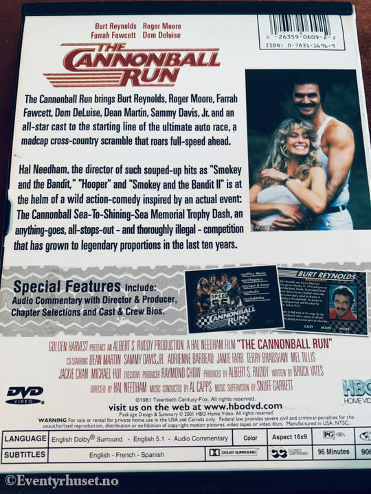 Cannonball Run. Dvd Snapcase.