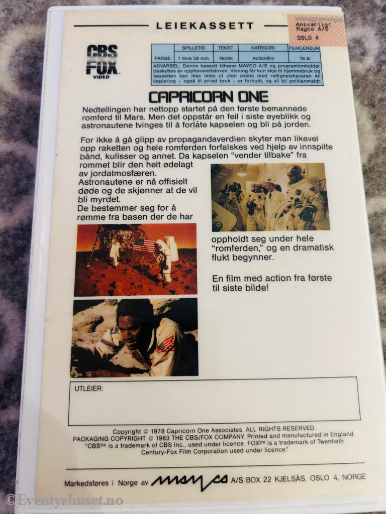 Capricorn One. 1978. Vhs Big Box. Box