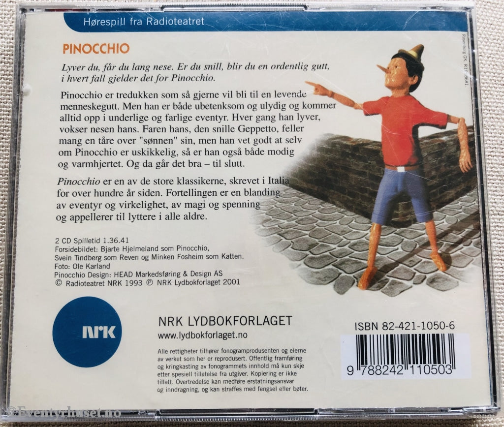 Carlo Collidi. 1993/2001. Pinocchio. Lydbok På Cd. Ny I Plast!