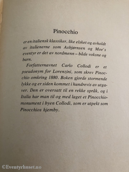 Carlo Collodi. Pinocchio. 1978. Aladdin-Serien. Fortelling