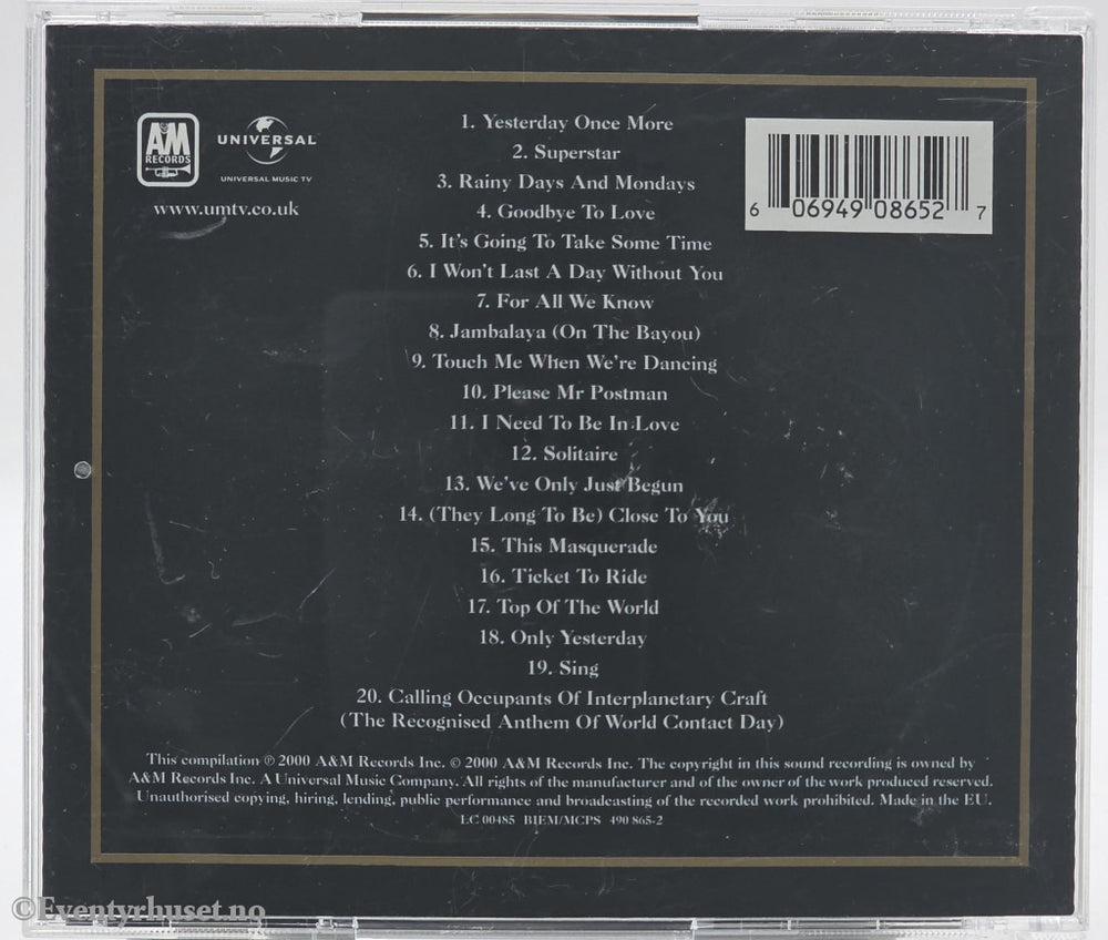 Carpenters. 2000. Gold: Greatest Hits. CD.