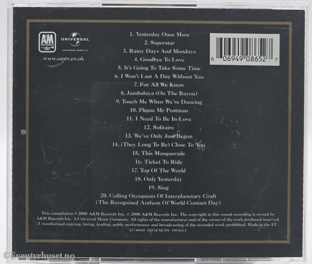 Carpenters. 2000. Gold: Greatest Hits. CD.