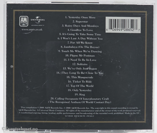 Carpenters. 2000. Gold: Greatest Hits. CD.