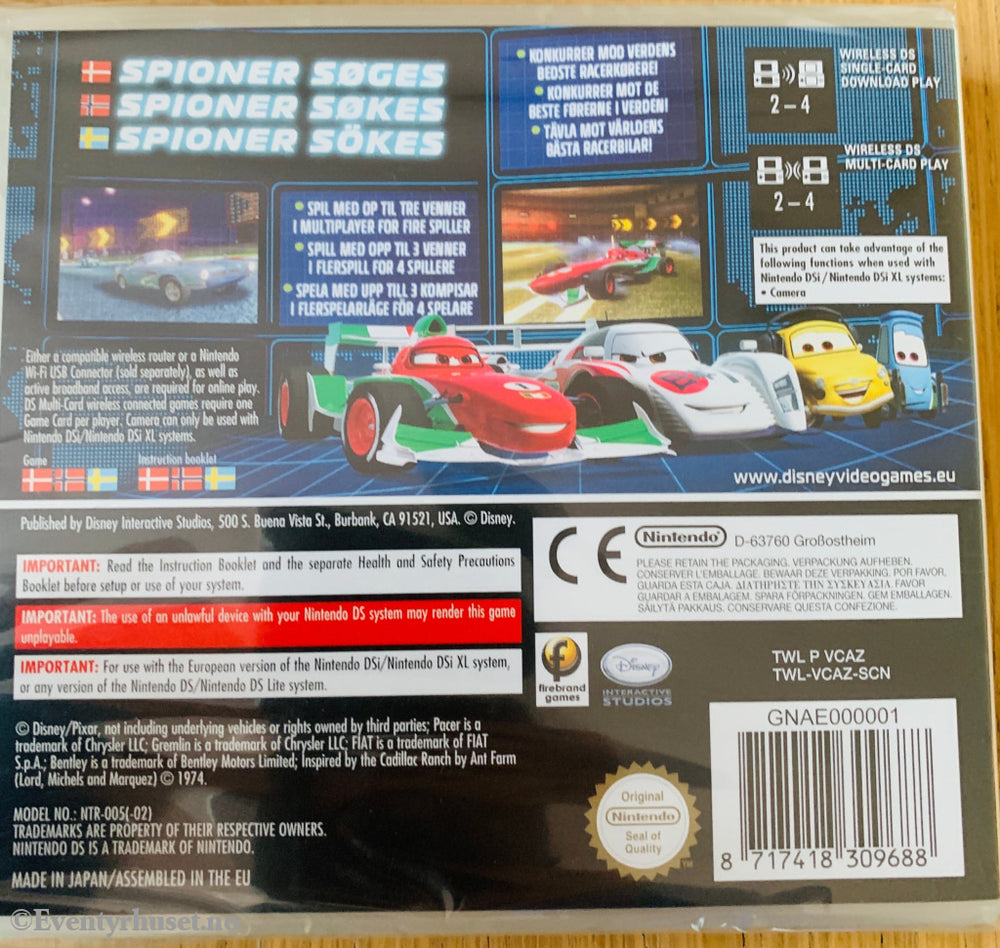 Cars 2, 2011. Nintendo DS-spill. Ny I plast!
