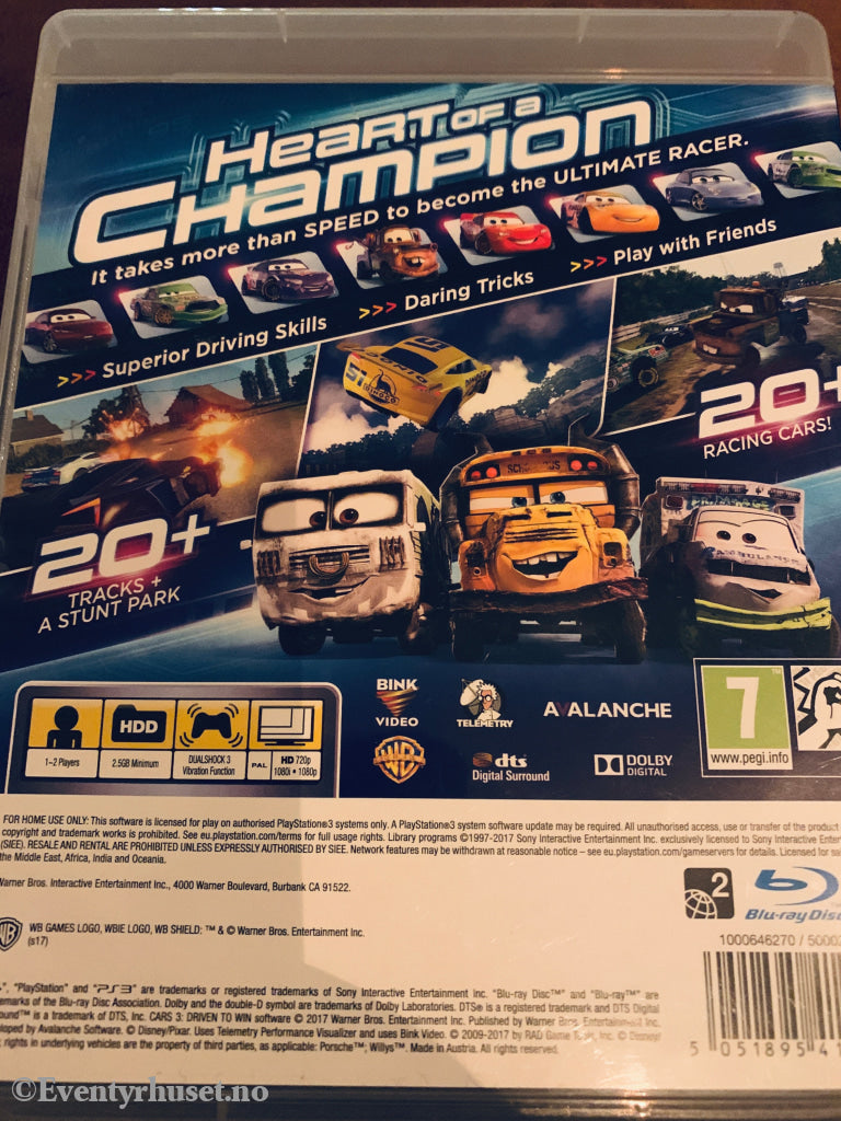 Cars 3: Driven to Win. PS3.