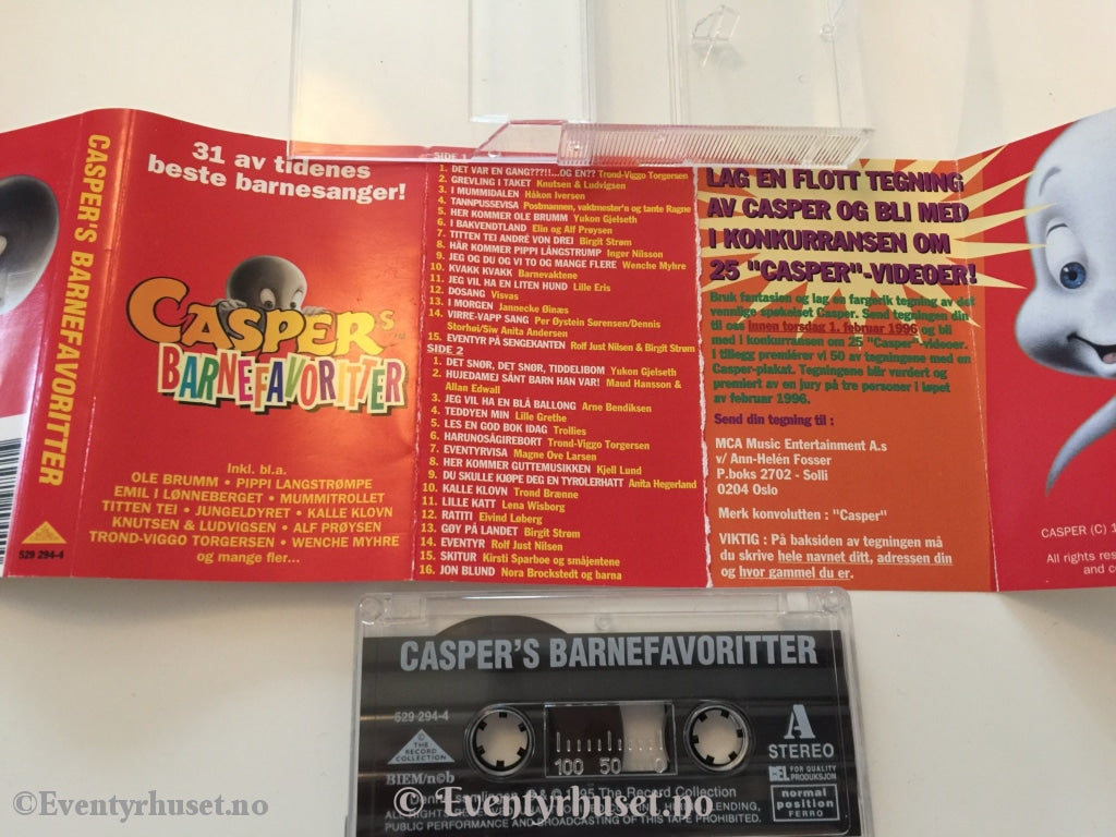 Caspers Barnefavoritter. 1995. Kassett. Kassett (Mc)