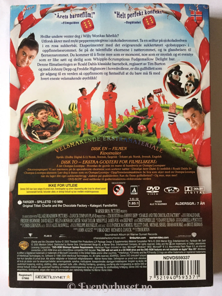 Charlie Og Sjokolade Fabrikken. 2005. Dvd. Dvd