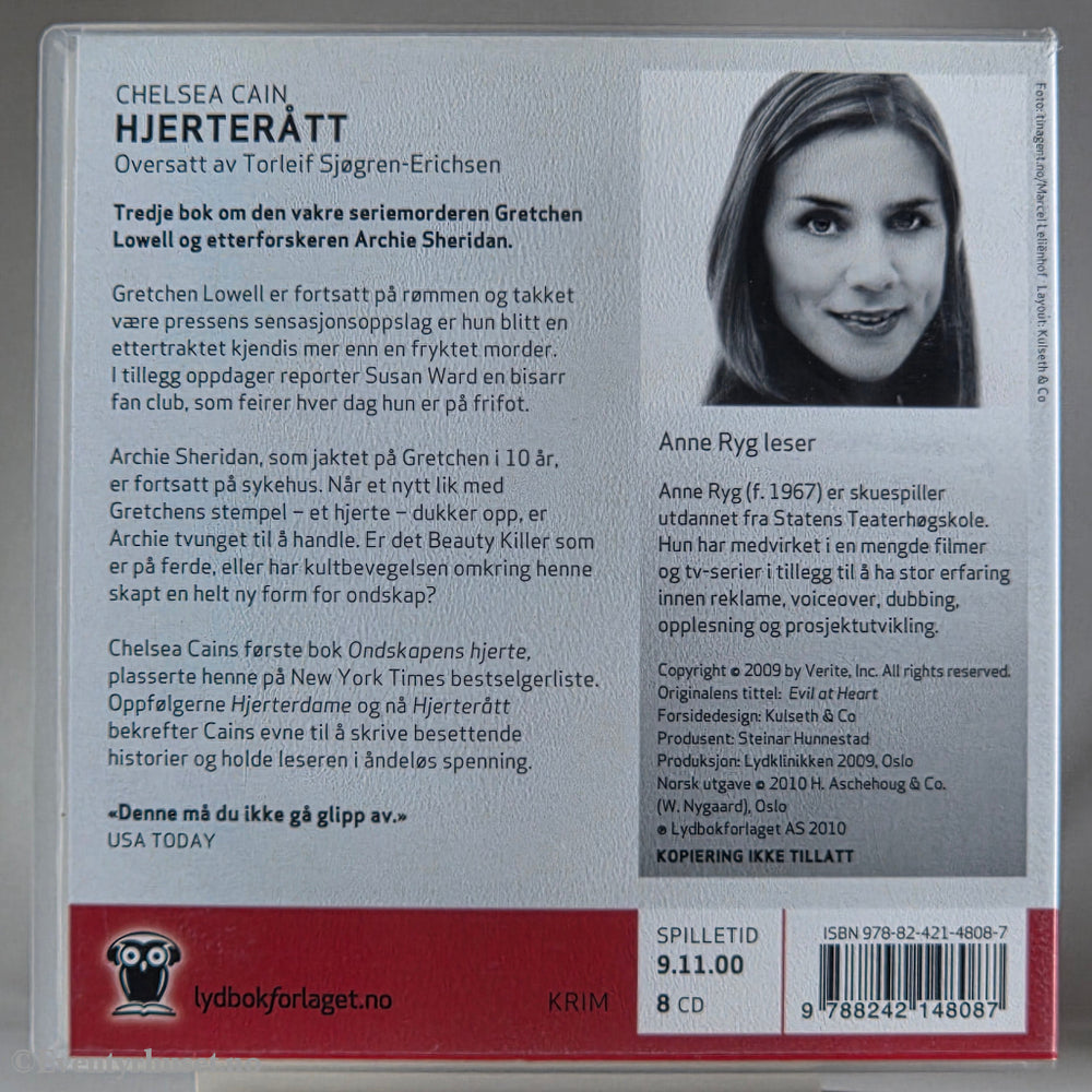 Chelsea Cain 2007 Hjerterått. Lydbok på CD.