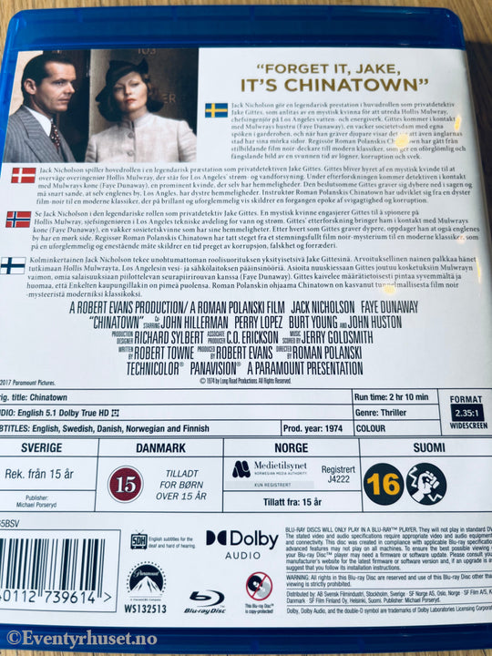 Chinatown. 1974. Blu - Ray. Blu - Ray Disc