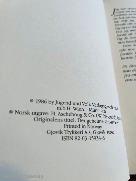 Christine Nöstlinger. 1980-tallet. Min hemmelige bestefar. Bok.