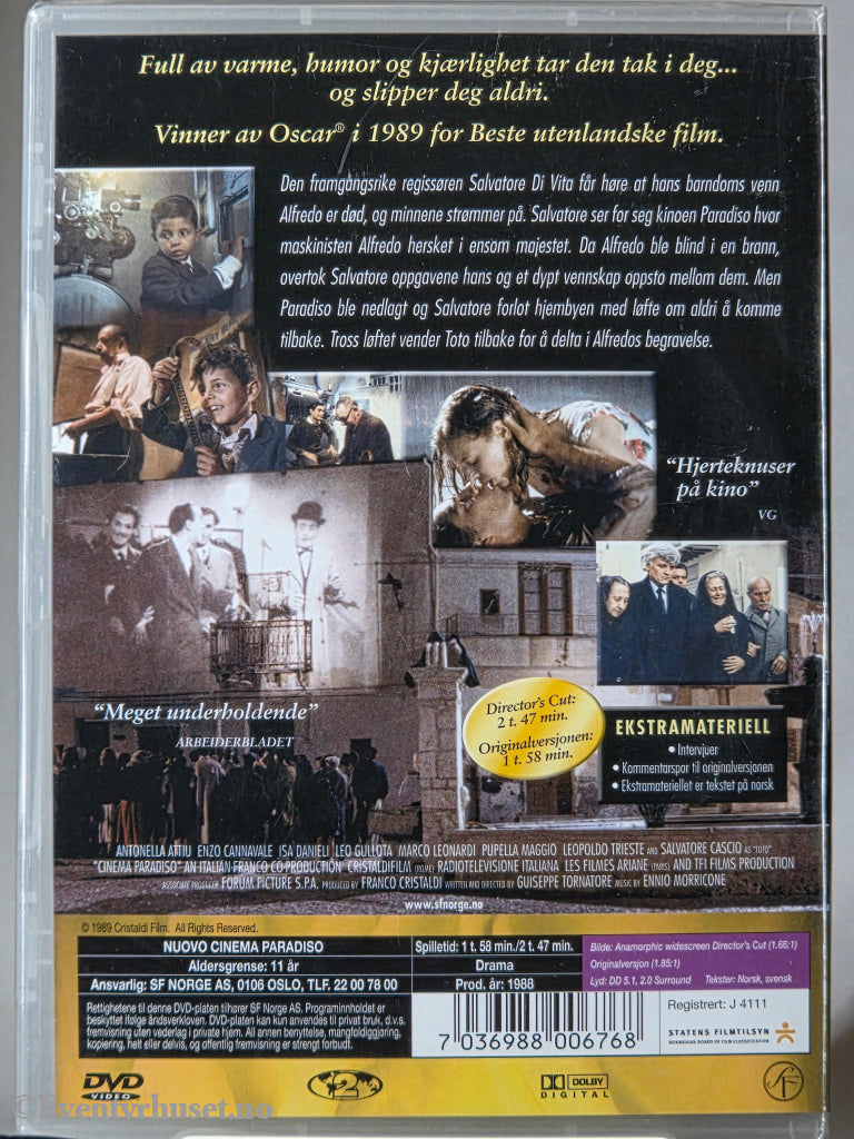 Cinema Paradiso (1988). DVD. Ny i plast!