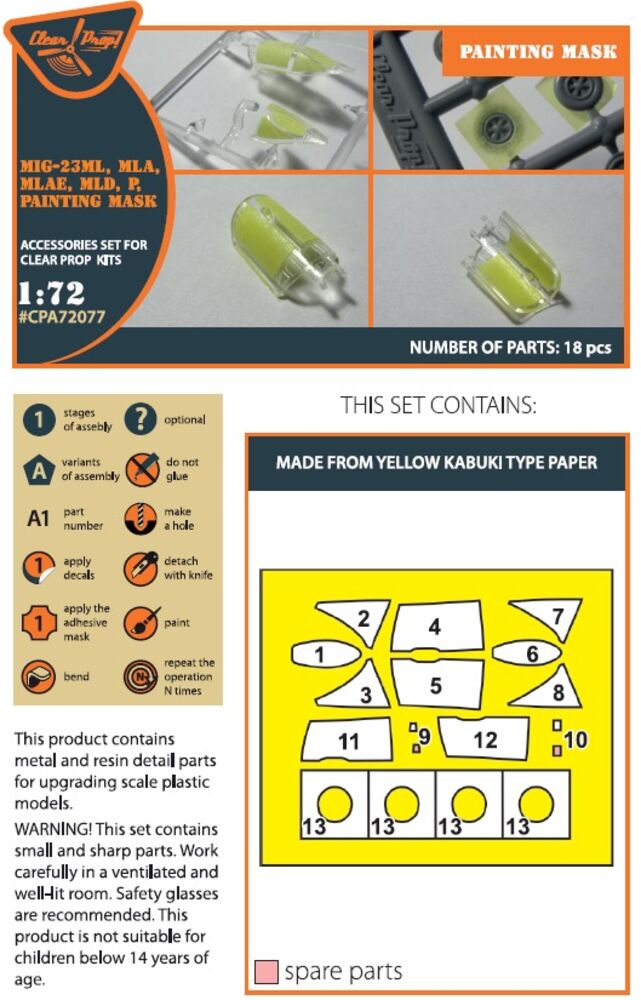 MiG-23ML, MLD, P, MLAE painting mask for CP kits