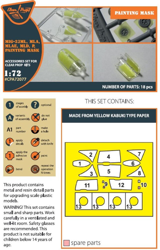 MiG-23ML, MLD, P, MLAE painting mask for CP kits