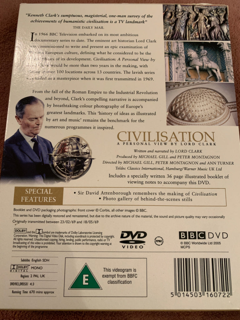 Civilisation: A Personal View by Lord Clark. DVD samleboks.