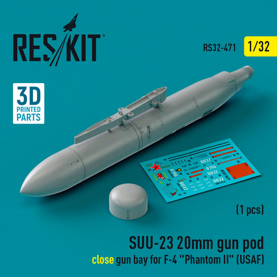 SUU-23 20mm gun pod (close gun bay) for F-4 Phantom II (USAF) (1 pcs) (3D Printed)