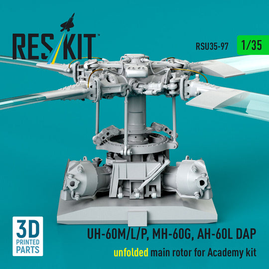 UH-60M/L/P, MH-60G, AH-60L DAP unfolded main rotor (3D Printed) for Academy