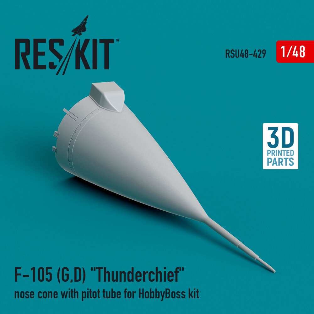 F-105 (G,D) Thunderchief nose cone with pitot tube for HobbyBoss kit (3D Printed)