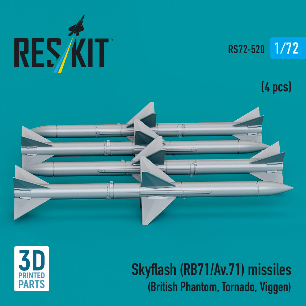Skyflash (RB71/Av.71) missiles (4 pcs) (British Phantom, Tornado, Viggen) (3D Printed)