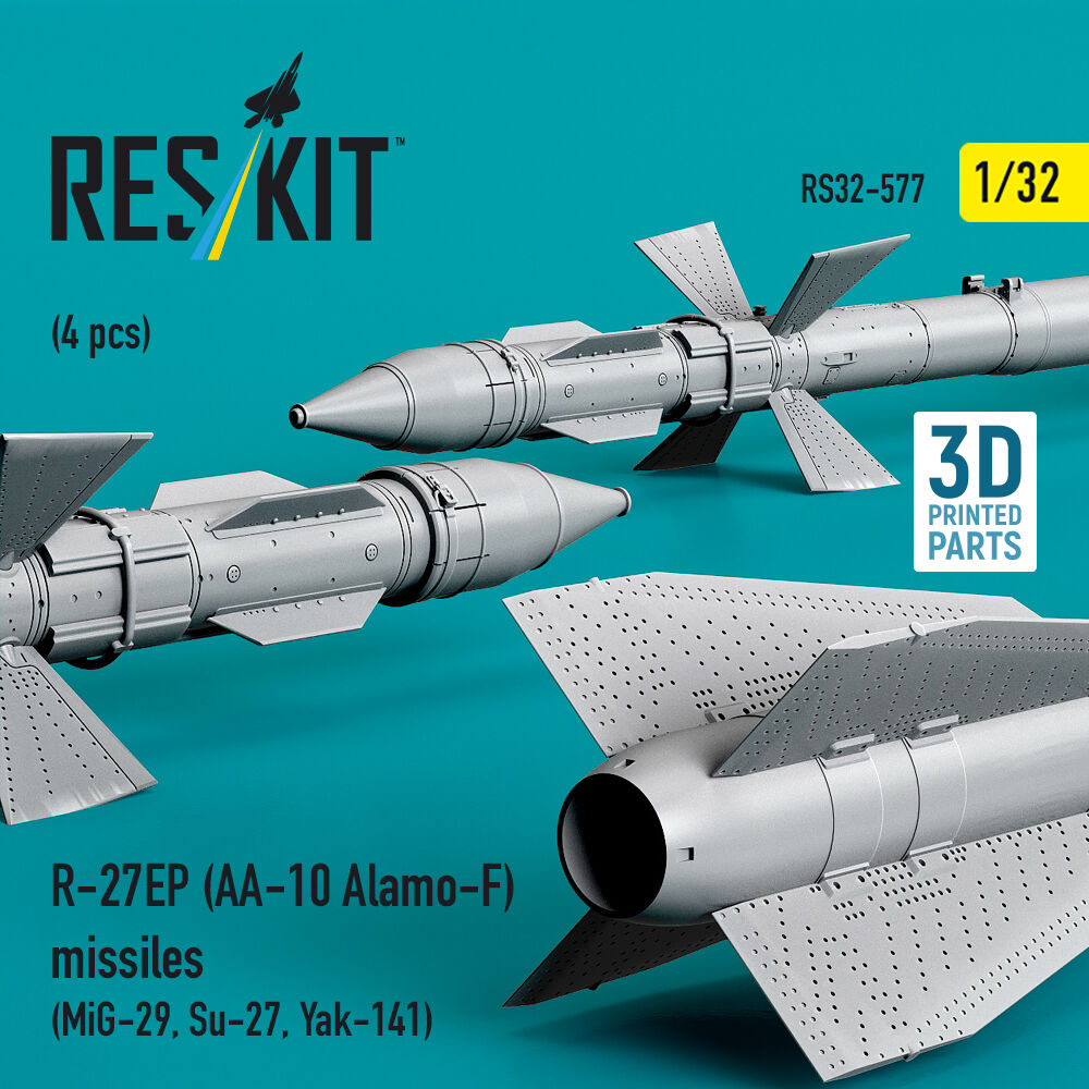 R-27EP (AA-10 Alamo-F) missiles (4 pcs) (MiG-29, Su-27, Yak-141) (3D Printed)