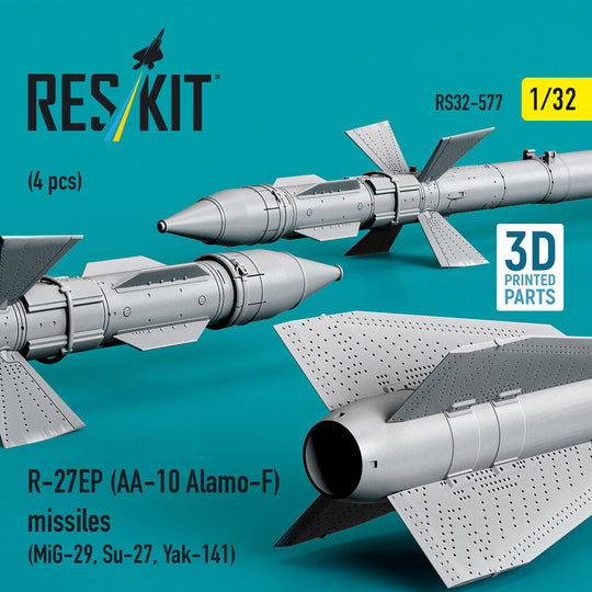 R-27EP (AA-10 Alamo-F) missiles (4 pcs) (MiG-29, Su-27, Yak-141) (3D Printed)