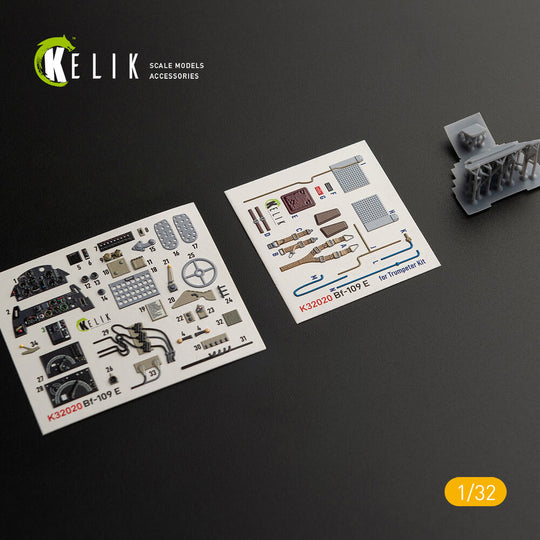 BF-109 E - Interior 3D Decal with 3D printed parts for Trumpeter kit