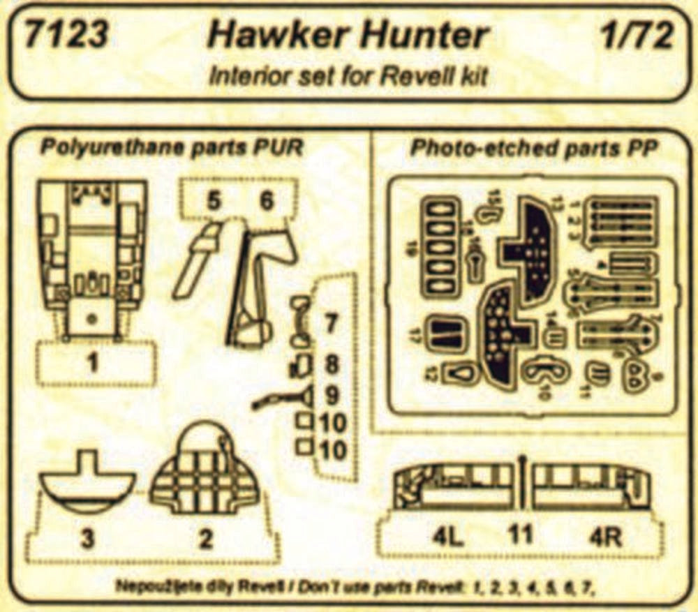 Hawker Hunter Interior Set für Revell-Bausatz
