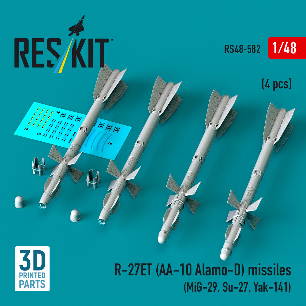 R-27ET (AA-10 Alamo-D) missiles (4 pcs) (MiG-29, Su-27, Yak-141) (3D Printed)