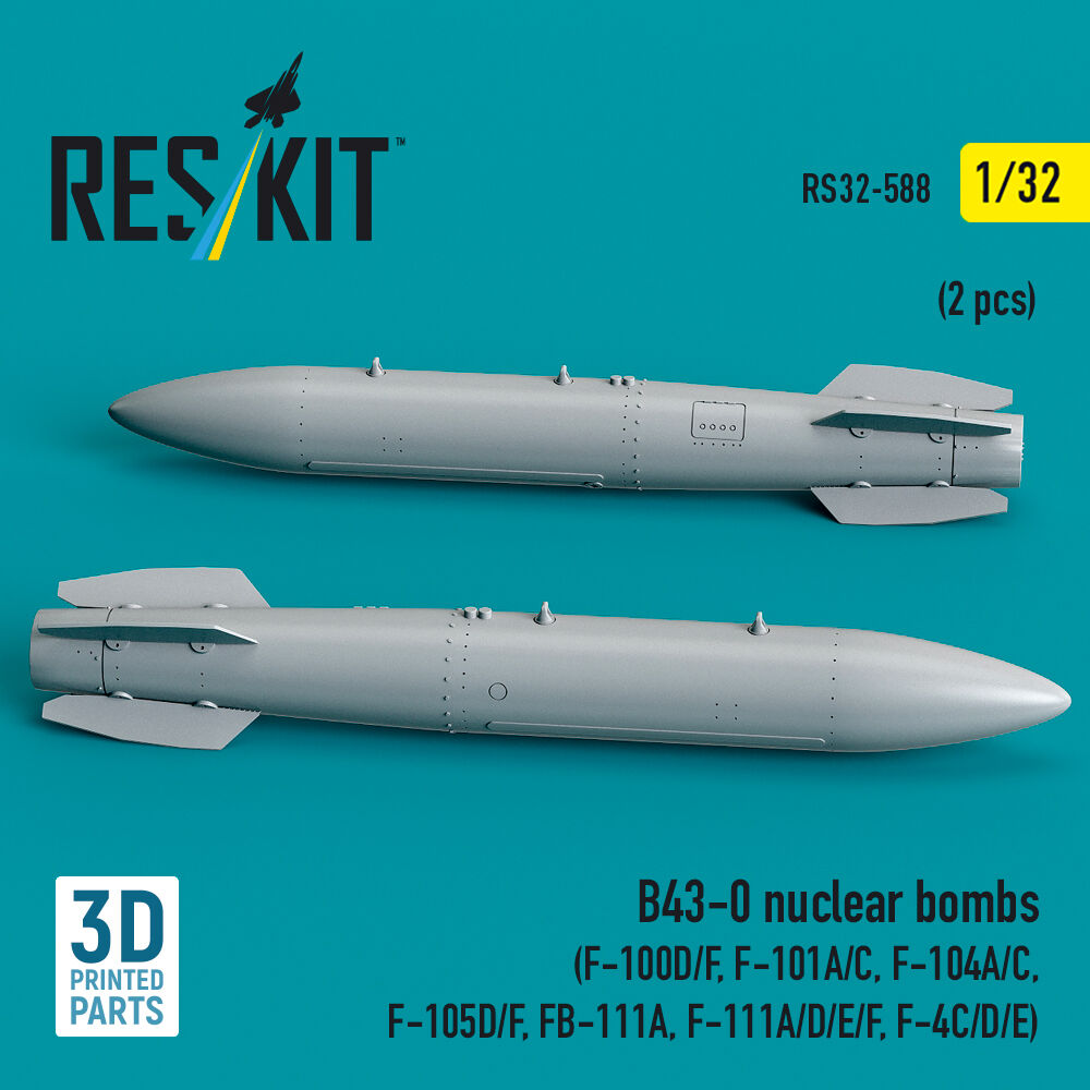 B43-0 nuclear bombs (2 pcs) (F-100D/F, F-101A/C, F-104A/C, F-105D/F, FB-111A, F-111A/D/E/F, F-4C/D/E) (3D Printed)