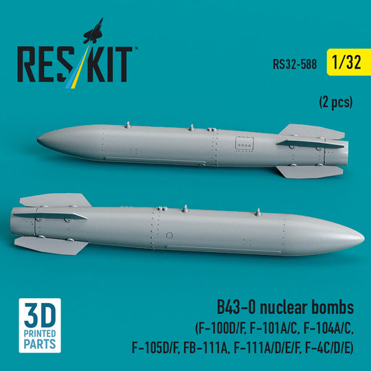 B43-0 nuclear bombs (2 pcs) (F-100D/F, F-101A/C, F-104A/C, F-105D/F, FB-111A, F-111A/D/E/F, F-4C/D/E) (3D Printed)