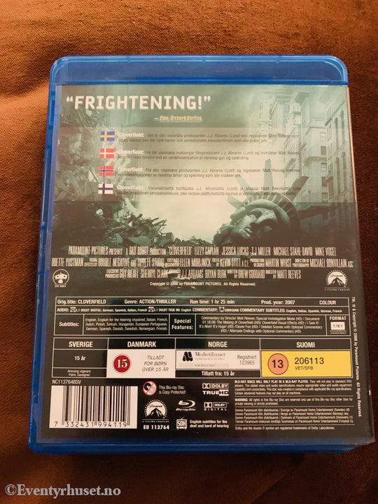 Cloverfield. 2007. Blu-Ray. Blu-Ray Disc