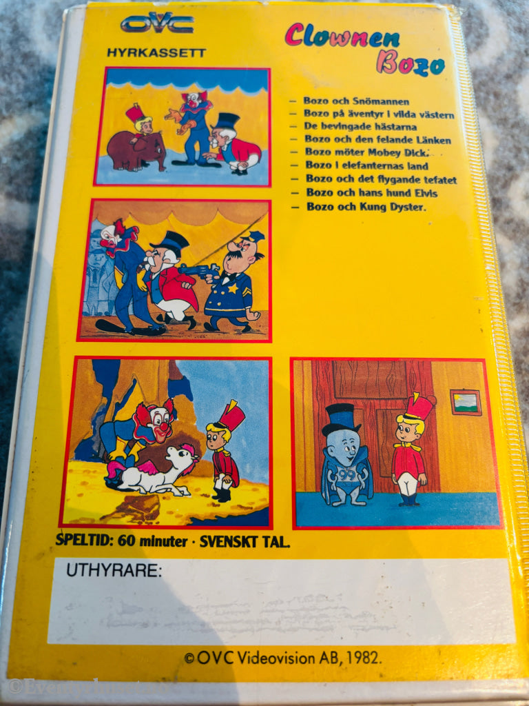 Clownen Bozo. Vol. 1. 1982. Video 2000. VHS Big Box