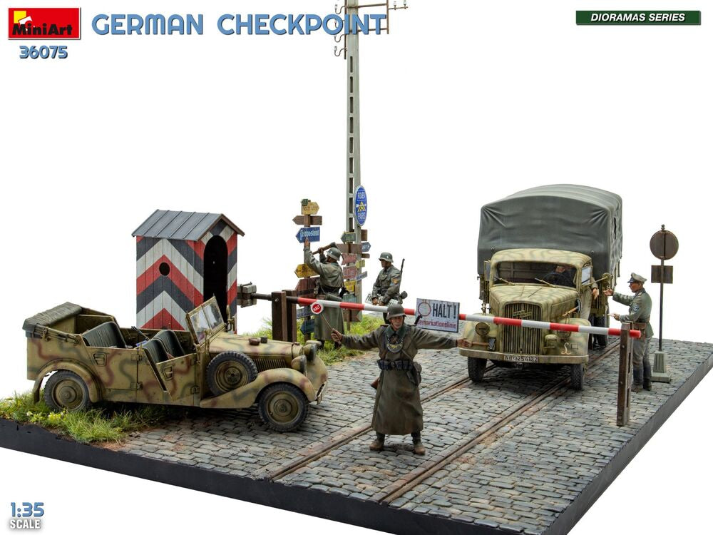 German Checkpoint. 3t Cargo Truck 3,6-36S & Kfz.1 Type 170VK w/ Feldgendarmerie. Big Set