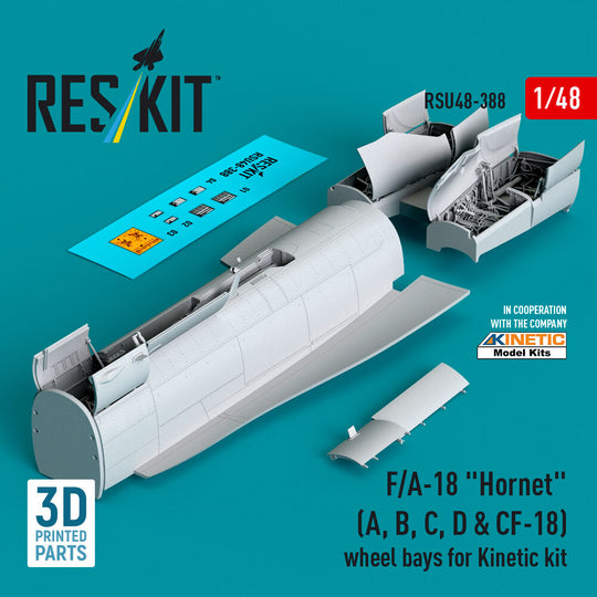 F/A-18 Hornet (A, B, C, D & CF-18) wheel bays for Kinetic kit (3D printed)