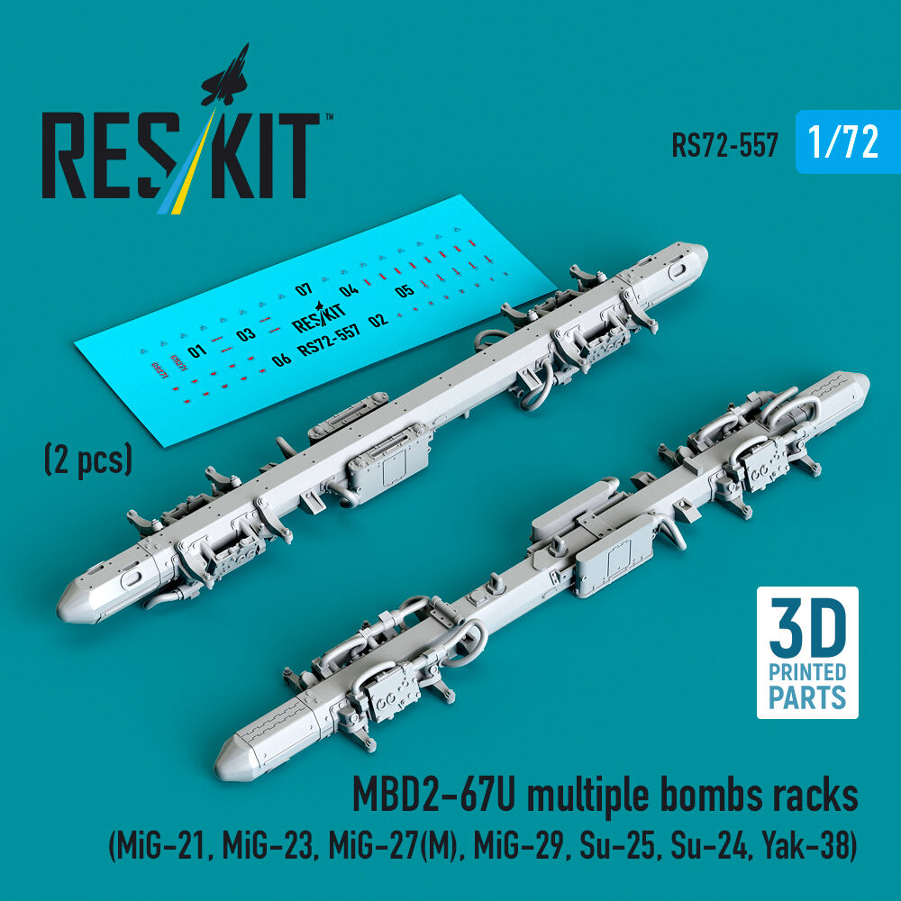 MBD2-67U multiple bombs racks (2 pcs) (MiG-21, MiG-23, MiG-27(?), MiG-29, Su-25, Su-24, Yak-38) (3D Printed)