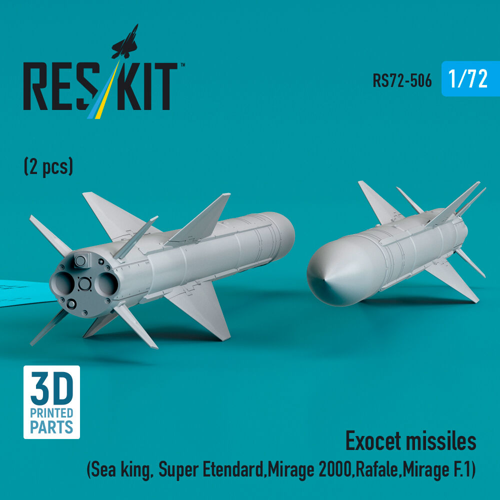 Exocet missiles (2 pcs) (Sea King, Super Etendard, Mirage 2000, Rafale, Mirage F.1) (3D Printed)