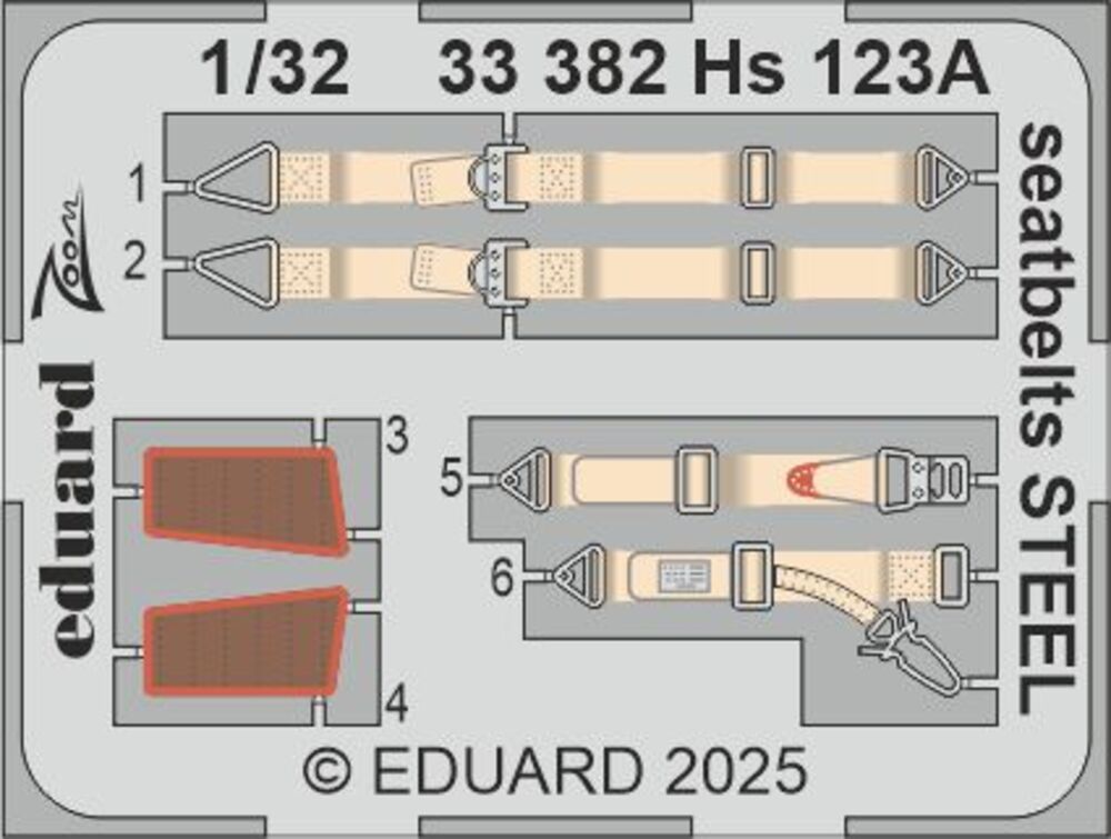 Hs 123A seatbelts STEEL  1/32 for ICM