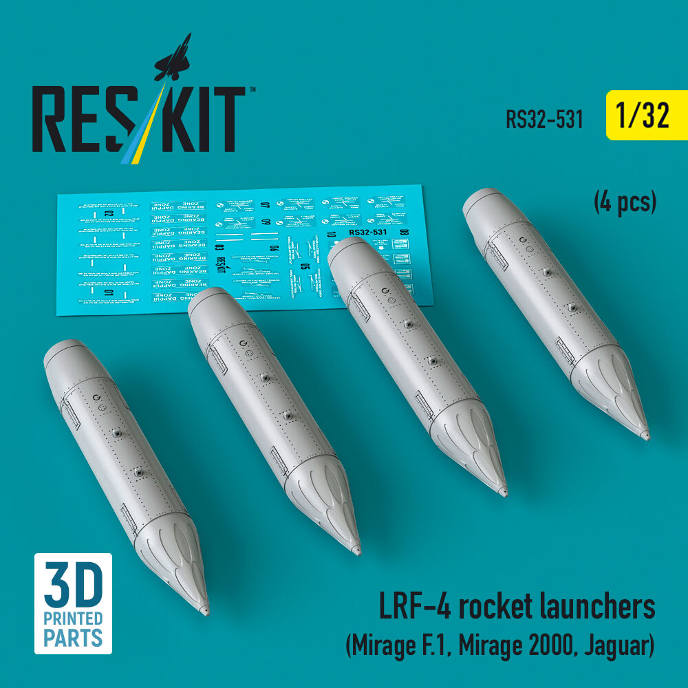 LRF-4 rocket launchers (4 pcs) (Mirage F.1, Mirage 2000, Jaguar) (3D Printed)