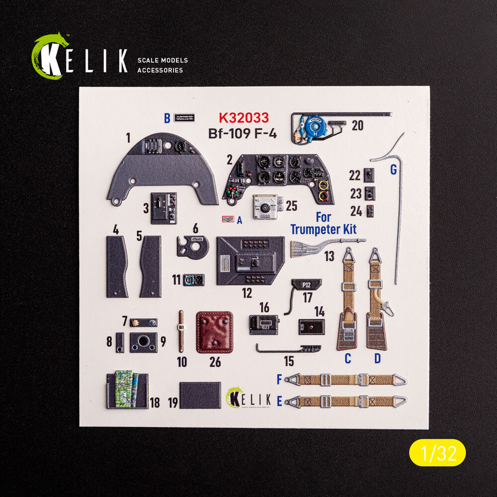 BF-109 F-4 - interior 3D decals for Trumpeter kit