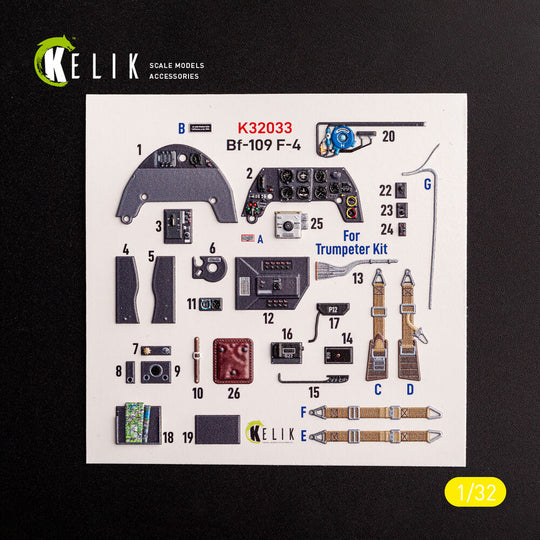 BF-109 F-4 - interior 3D decals for Trumpeter kit