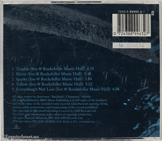 Coldplay. 2001. Trouble – Norwegian Live EP. Musikk-CD.