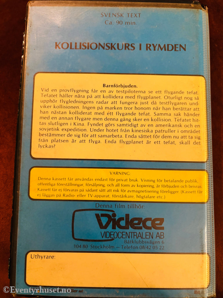 Collision Course - Kollisjonskurs i Rymden. VHS Big Box.