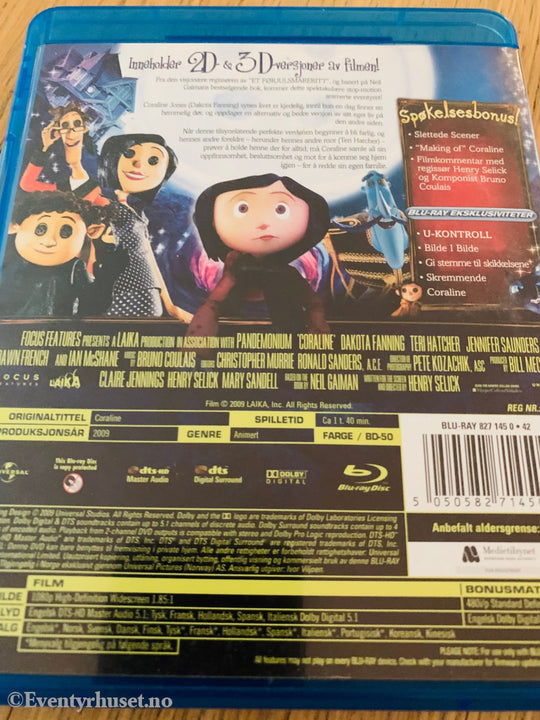 Coraline Og Den Hemmelige Dør 3D. Blu-Ray. Blu-Ray Disc