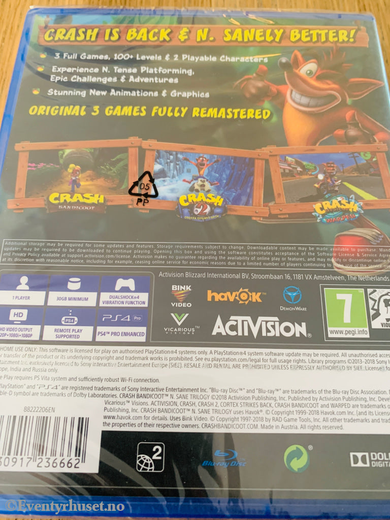 Crash Bandicoot N-Sane Trilogy. PS4. Ny i plast!