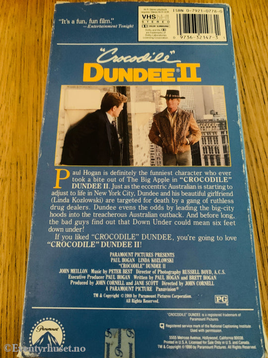 Crocodile Dundee II (1988). VHS slipcase.