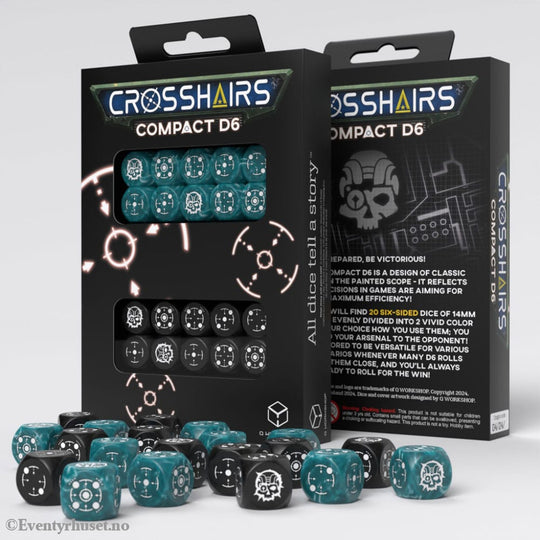 Crosshairs Compact D6 Dice Set Stormy&Black (20) Games