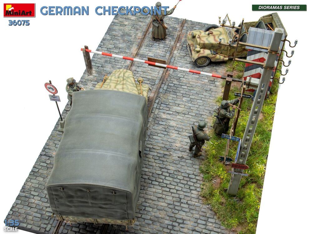 German Checkpoint. 3t Cargo Truck 3,6-36S & Kfz.1 Type 170VK w/ Feldgendarmerie. Big Set