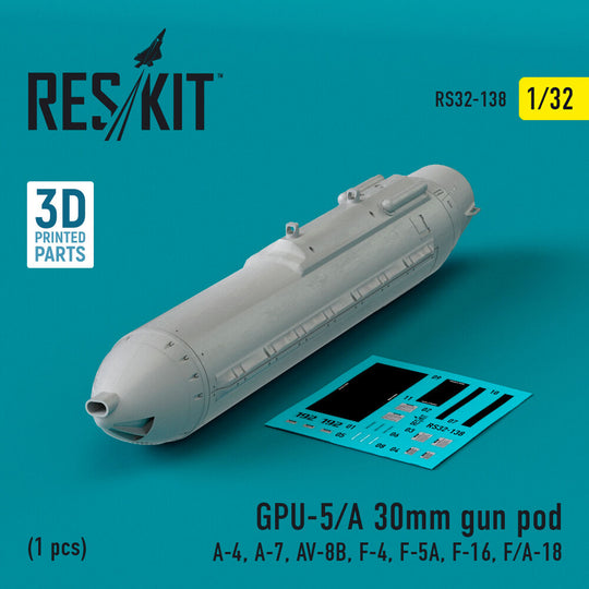 GPU-5/A 30mm gun pod (1 pcs) (A-4, A-7, AV-8B, F-4, F-5A, F-16, F/A-18) (3D Printed)