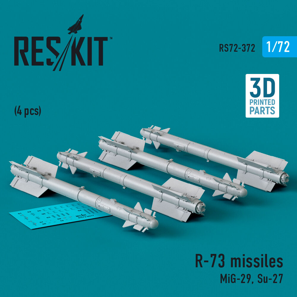 R-73 missiles (4 pcs) (MiG-29, Su-27) (3D Printed)
